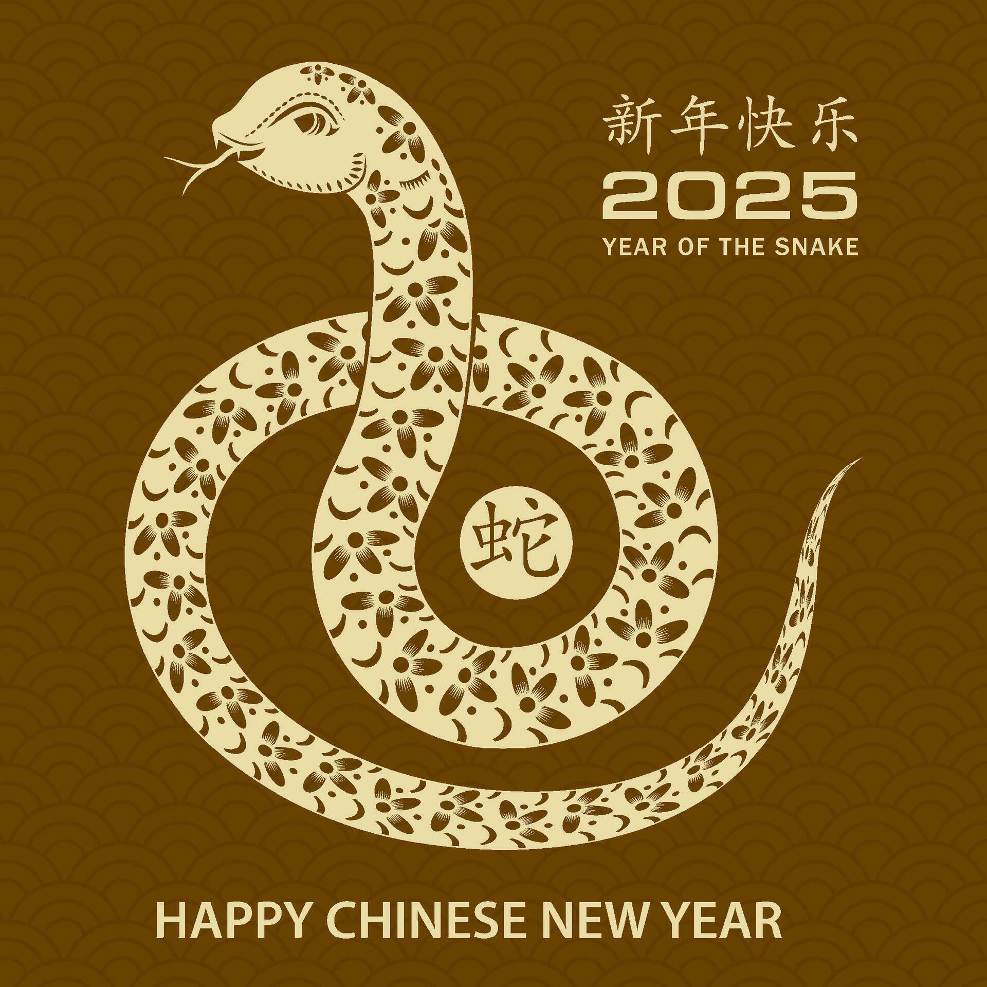 Happy Chinese new year 2025 Zodiac sign, year of the Snake 35081606 Vector Art at Vecteezy