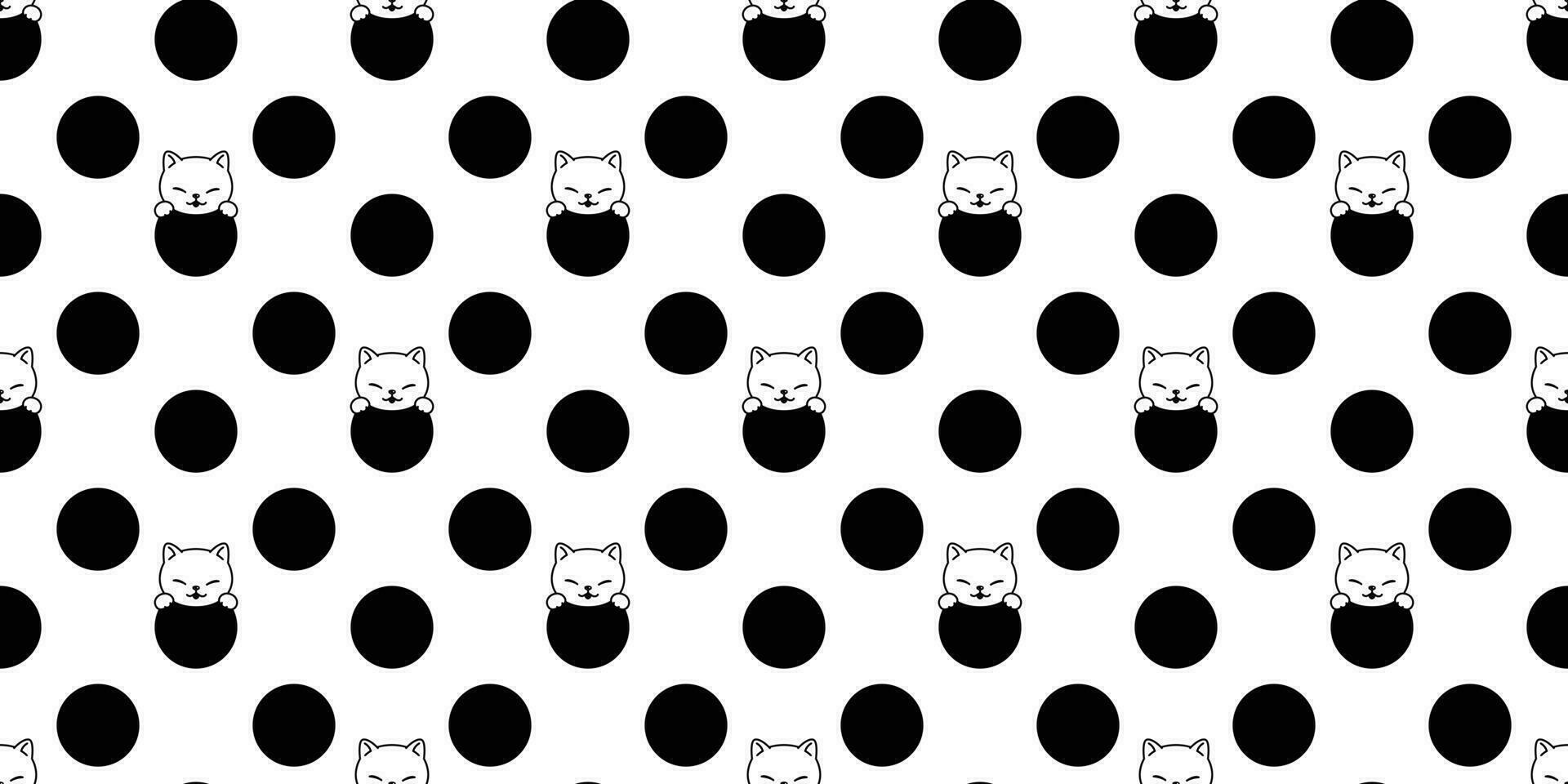 cat seamless pattern kitten vector cartoon scarf isolated polka dot tile wallpaper doodle repeat background illustration design