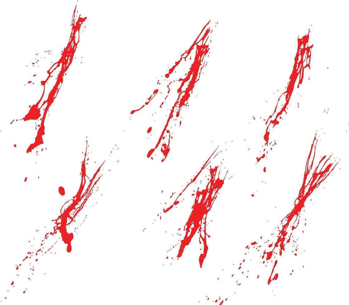 Red horror blood splatter blot background set vector