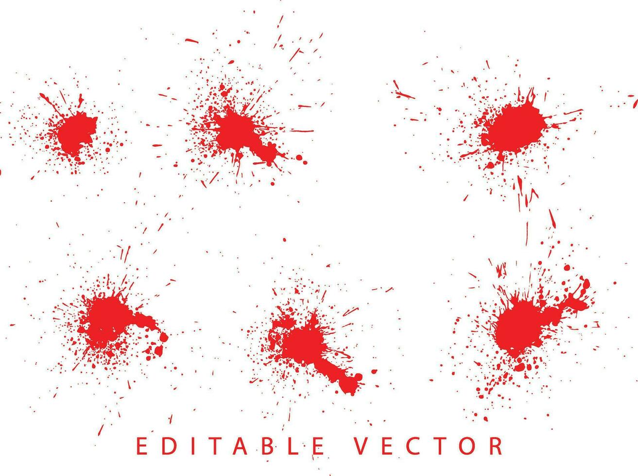 Handmade red paint blood splash vector collection