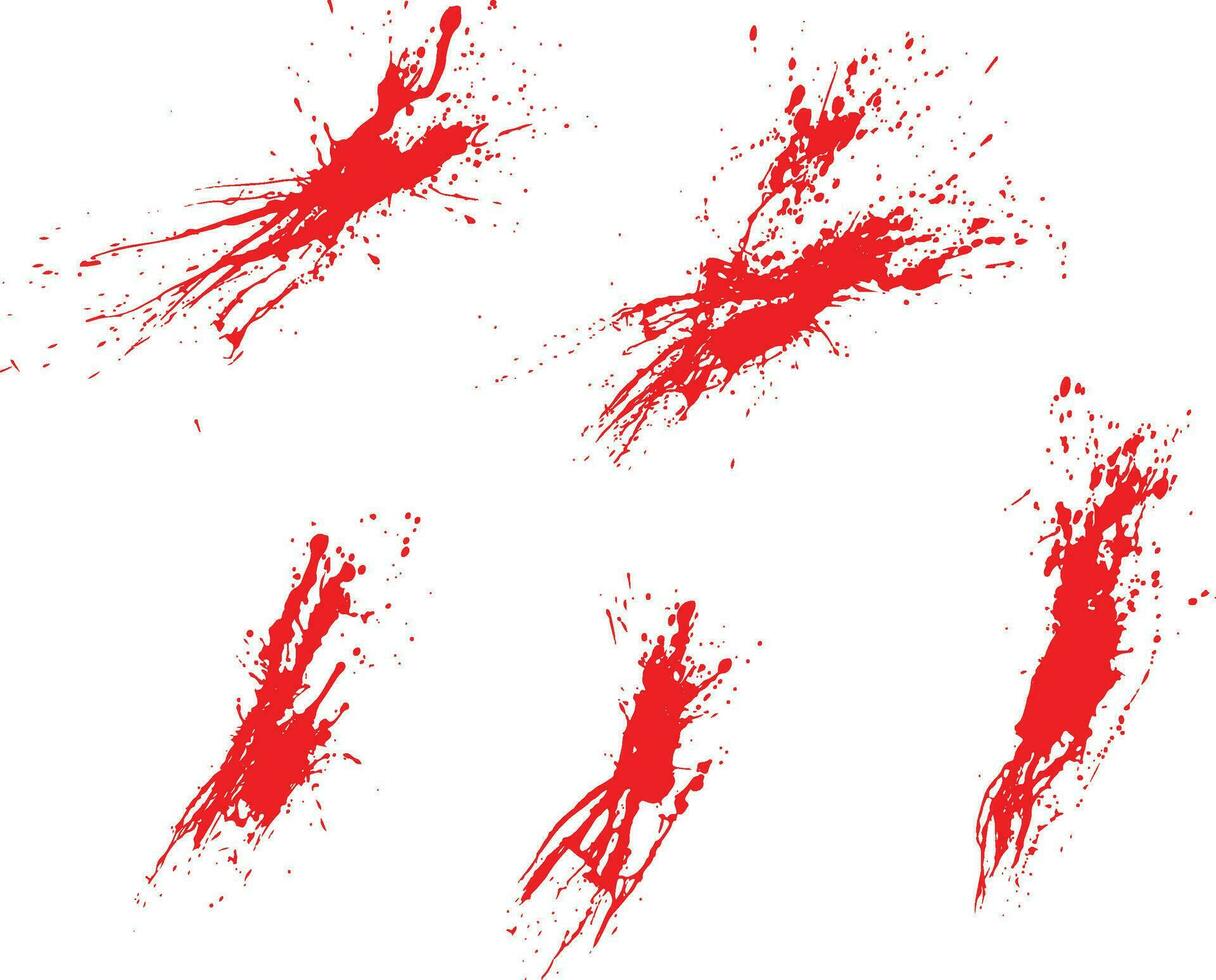 Smudges paint red blood background set vector