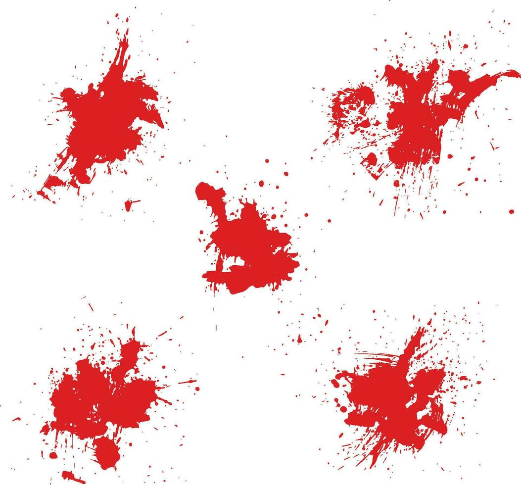 Red ink blood splatter background set vector