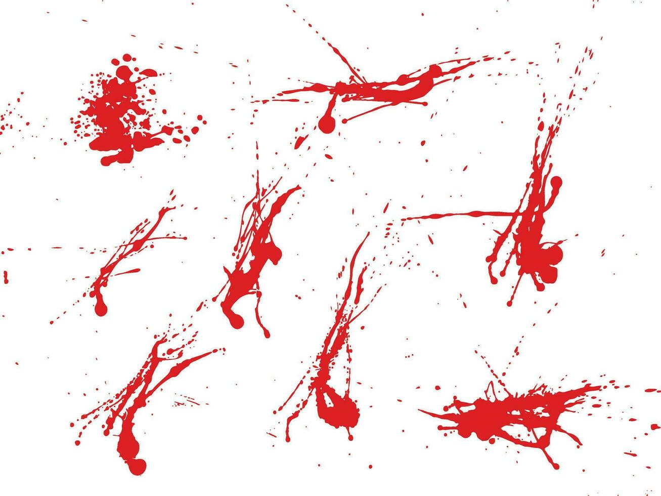 Bloodstain grunge texture blood splash background set vector