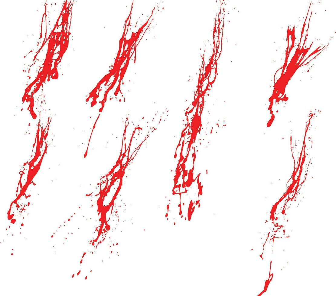 Bloodstain set of drip splatter background set vector