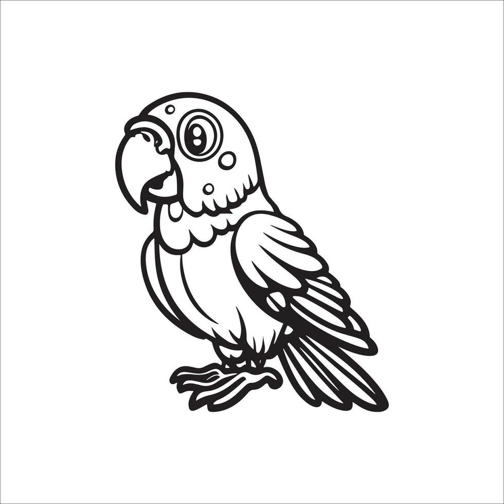 Hand drawn bird outline illustration for coloring page vector