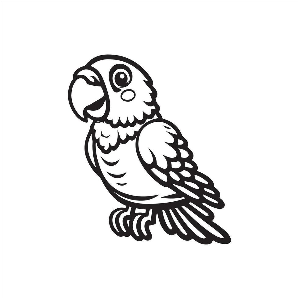 Hand drawn bird outline illustration for coloring page vector