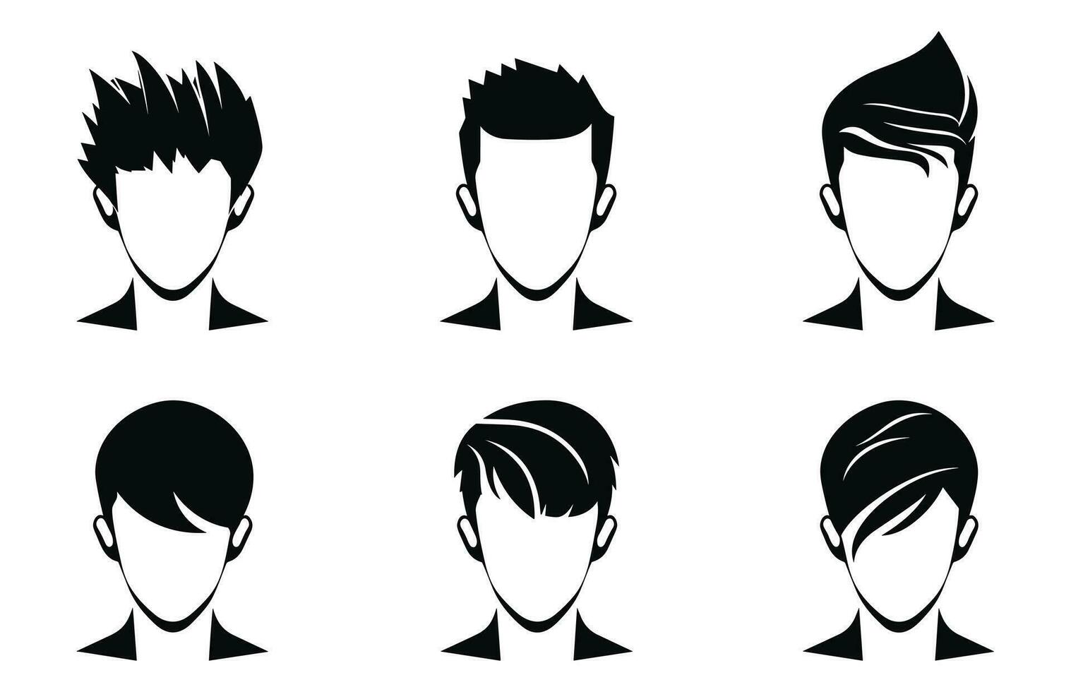 masculino diferente peinado siluetas vector manojo, varios Corte de pelo clipart colección