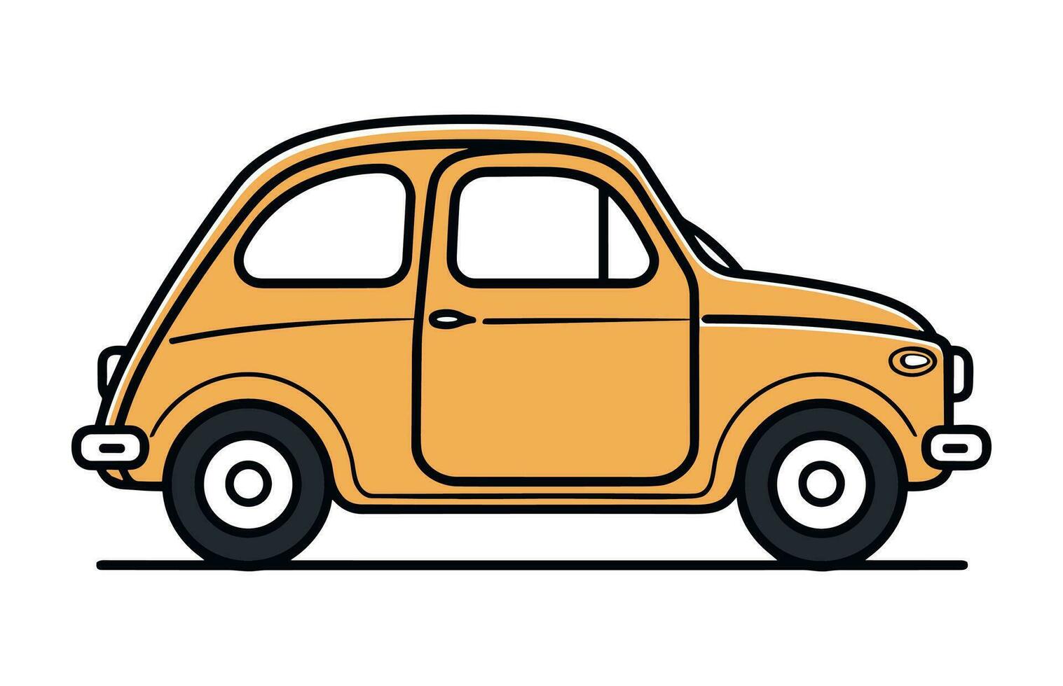City Car flat illustration isolated on a white background, Mini Car vector in cartoon style outline