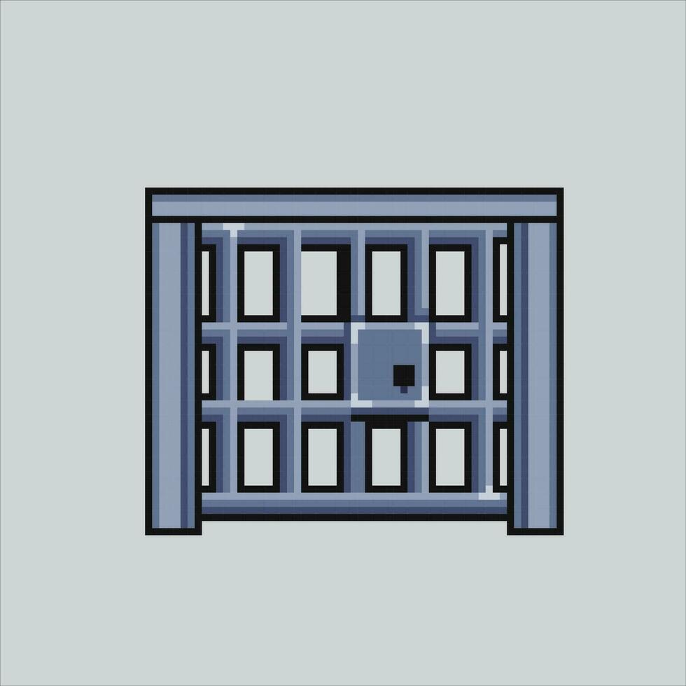 Pixel art illustration Jail. Pixelated Prison. Prison jail pixelated for the pixel art game and icon for website and video game. old school retro. vector