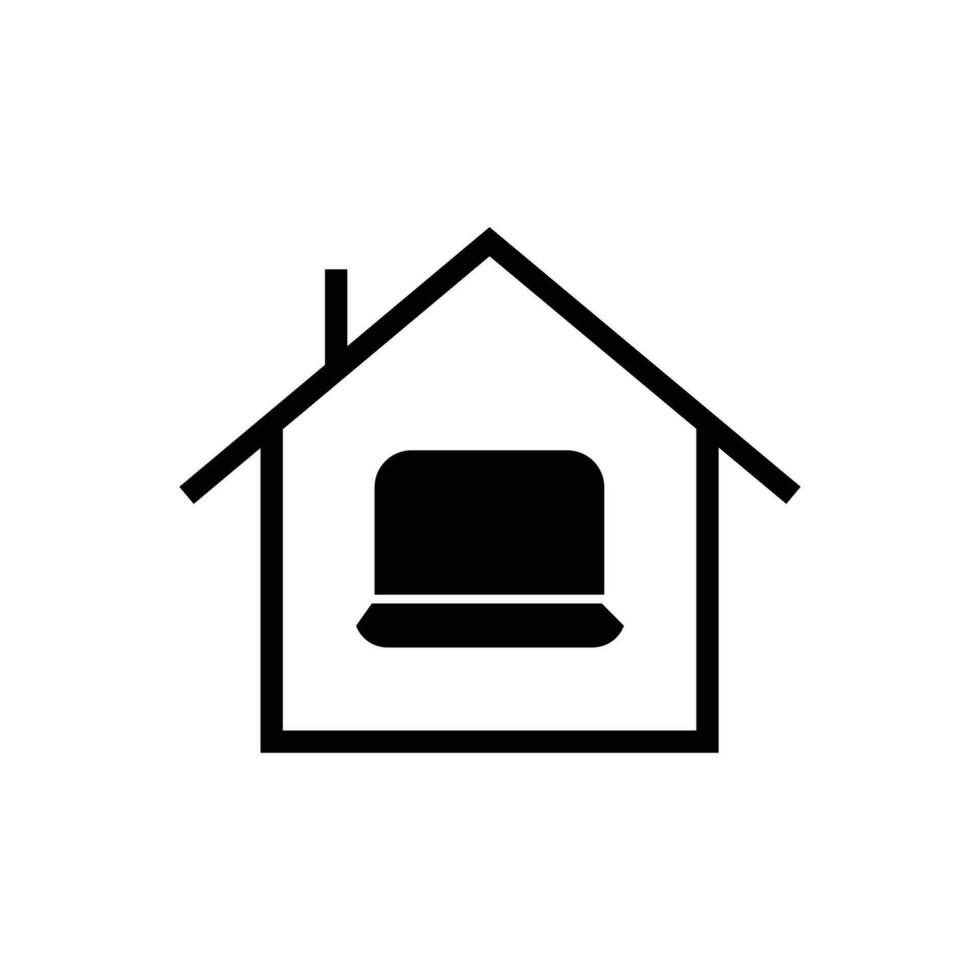 Work from Home icon. black fill icon vector