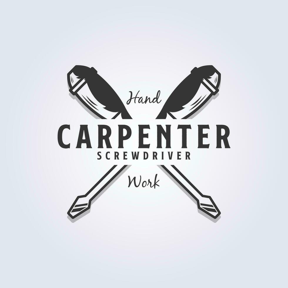 crossing screwdriver logo vector illustration design for carpentry