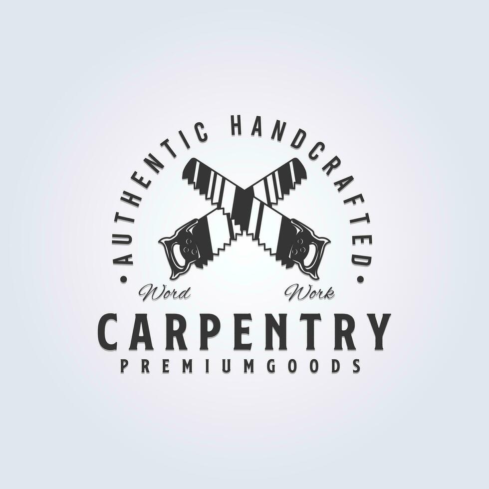 crossing hand saw logo vector illustration design for carpenter occupation