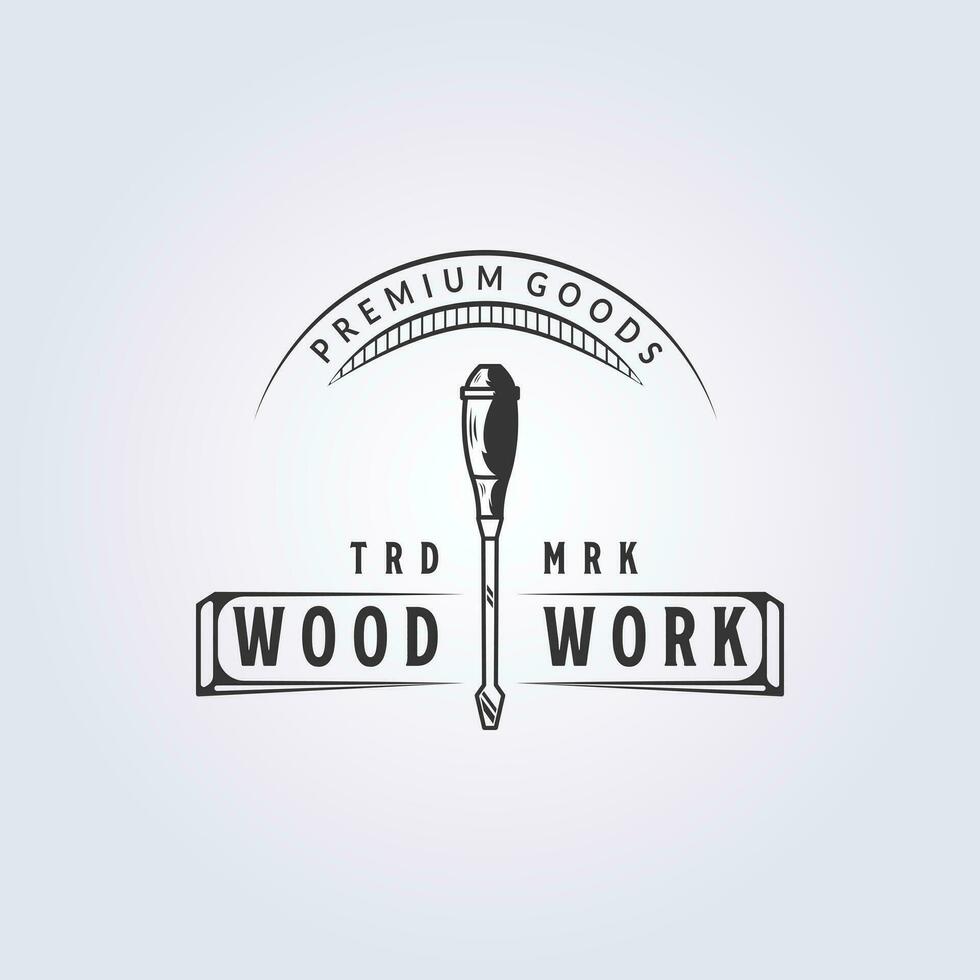 screwdriver logo retro style vector illustration design for carpentry