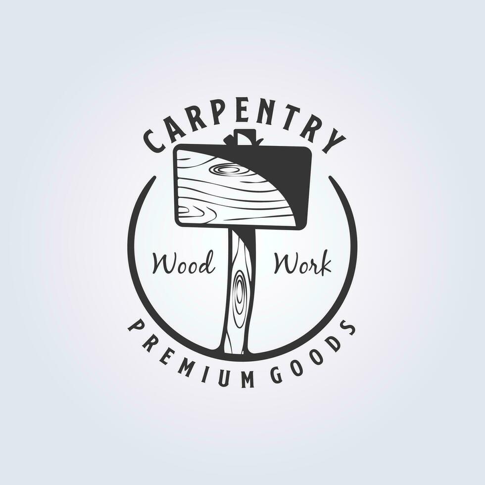 vintage mallet logo vector illustration design for carpentry tool