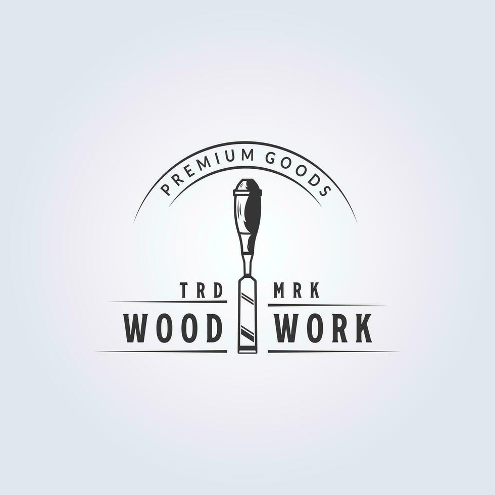 chisel and carpentry symbol retro style logo vector illustration design