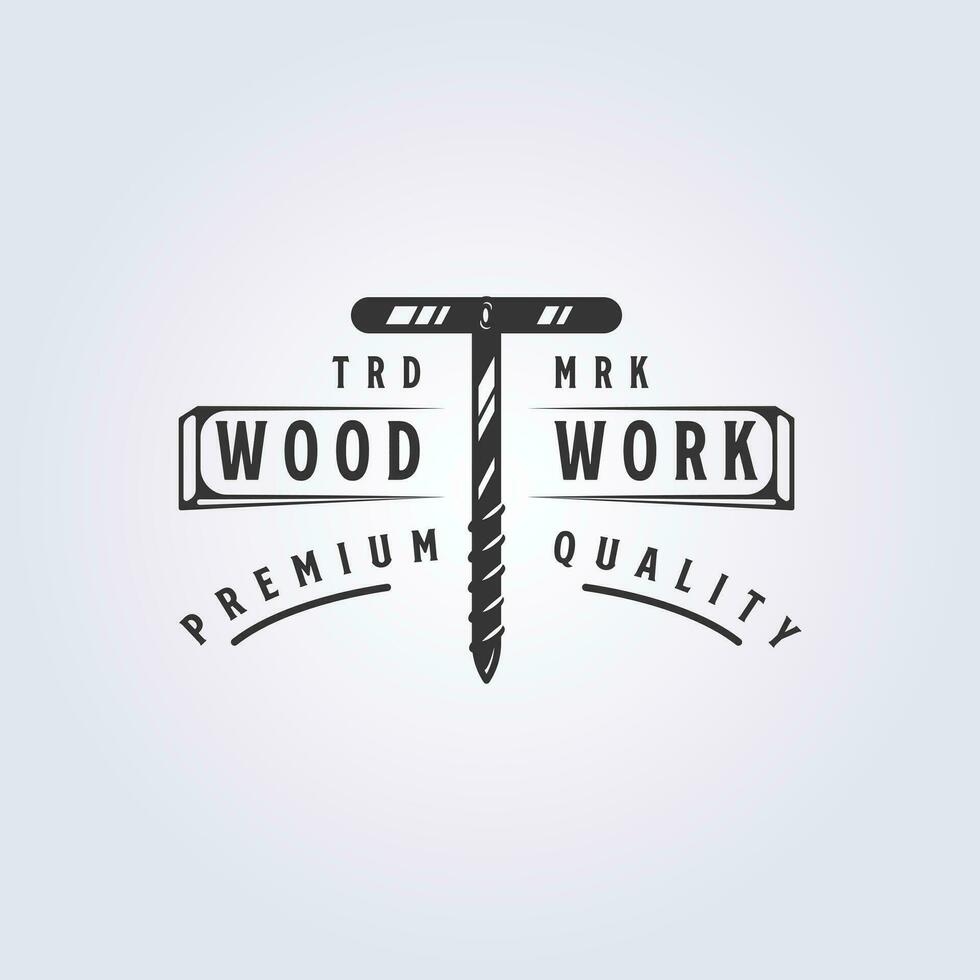 vintage corkscrew logo symbol vector illustration design for carpenter logo