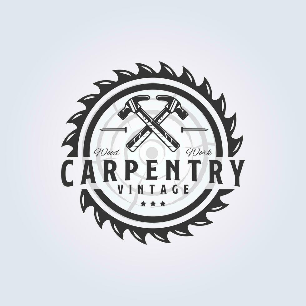 carpenter logo, abstract logo fast saw and hammer vector illustration design