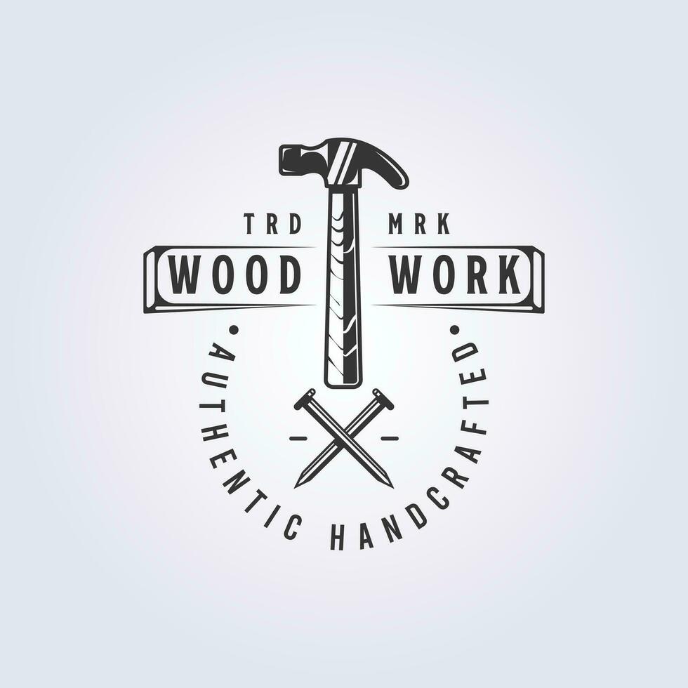 abstract hammer and nail logo vector, carpentry illustration design vector