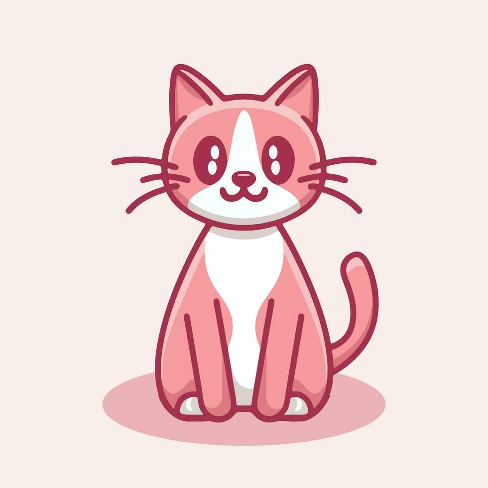 Pink color cat vector illustration