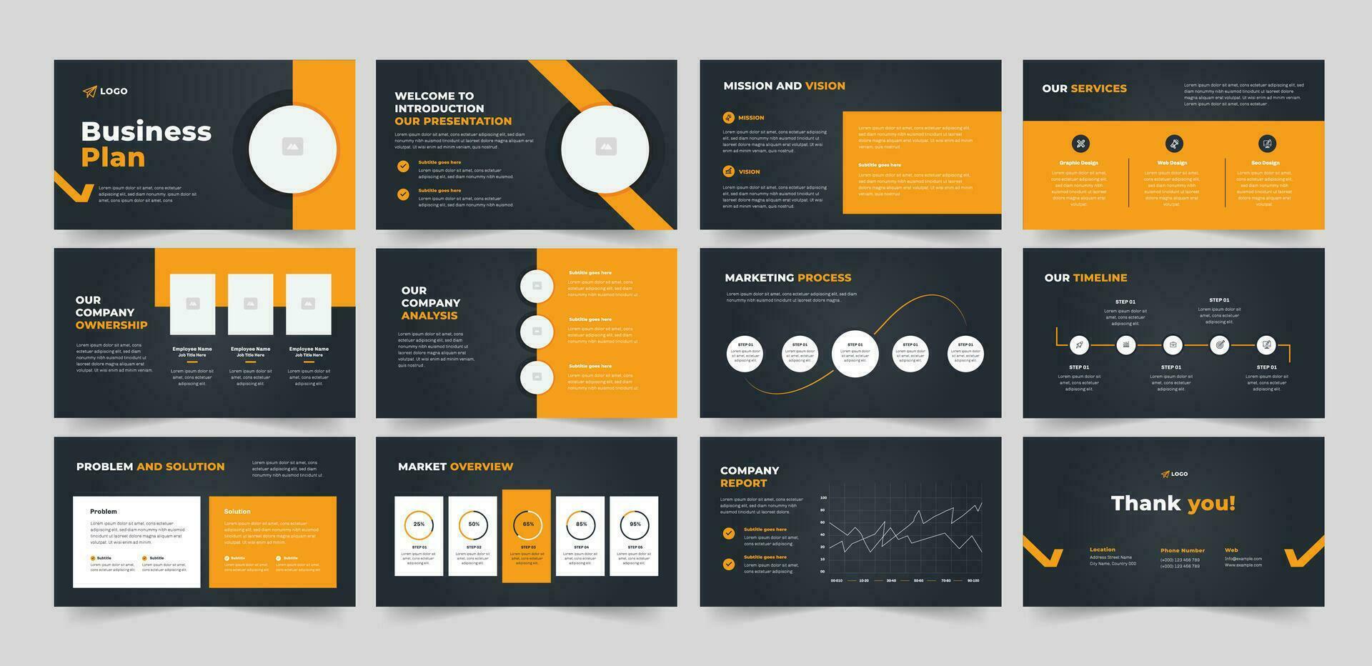 Business plan presentation template Modern business presentation slides template design. vector