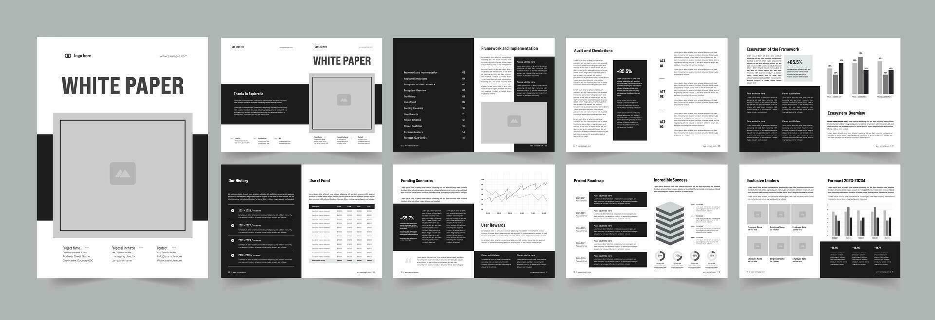 white paper layout or white paper report brochure design vector