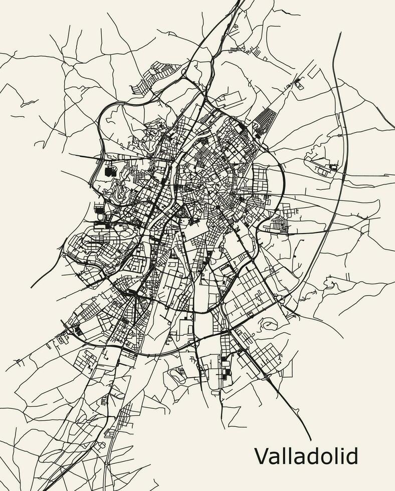 vector ciudad la carretera mapa de valladolid, España