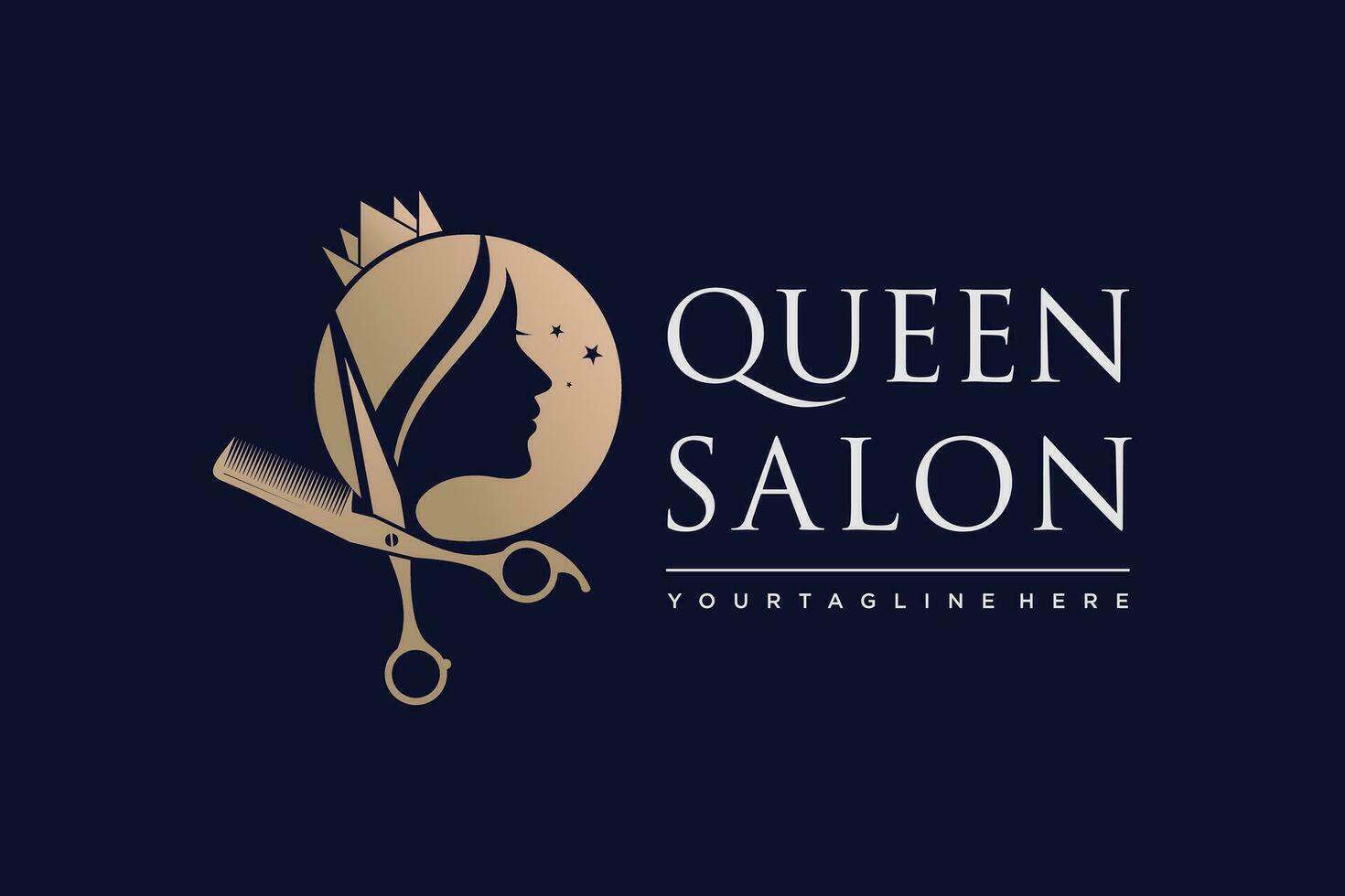 Queen salon design element vector icon with creative unique concept