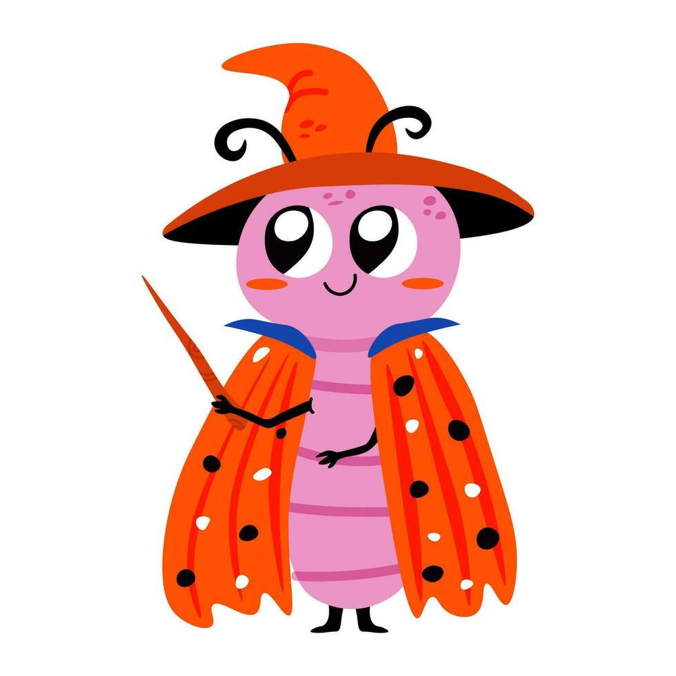 Cute character insect wizard vector