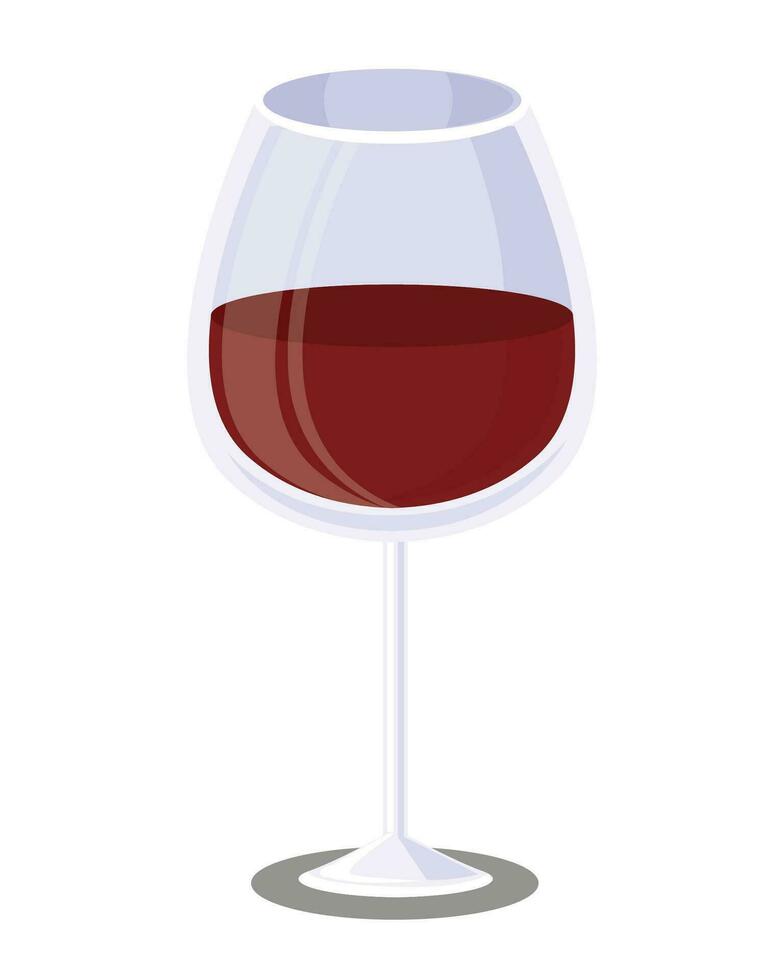 Transparency wine glass. wine in a full glass. 3d realism, vector icon