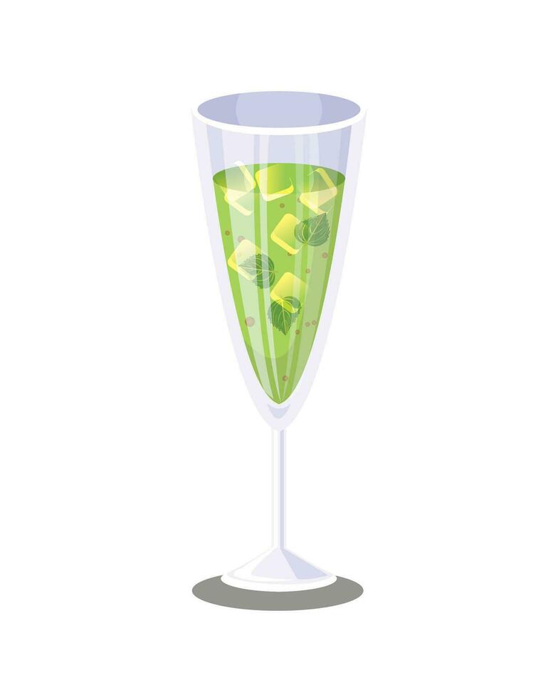serie de comida y bebida objetos, íconos y ilustraciones. verde cóctel, ilustración, vector, en blanco antecedentes. vector