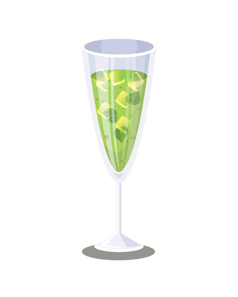 Series of Food and Drink Objects, Icons and Illustrations. Green cocktail, illustration, vector, on white background. vector