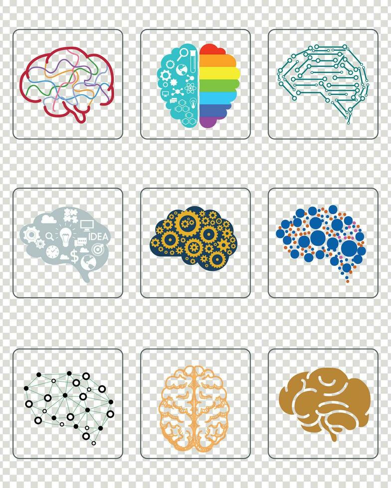 Neurology brain icon vector set. Outline set of neurology brain vector icons for web design isolated on white background