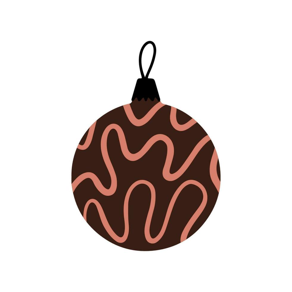 vector dibujado a mano adorno navideño. elementos decorativos de la bola de navidad del doodle aislados en el fondo blanco. icono de año nuevo para el diseño de invierno, adornado y tarjetas de felicitación. decoracion de arbol de navidad individual