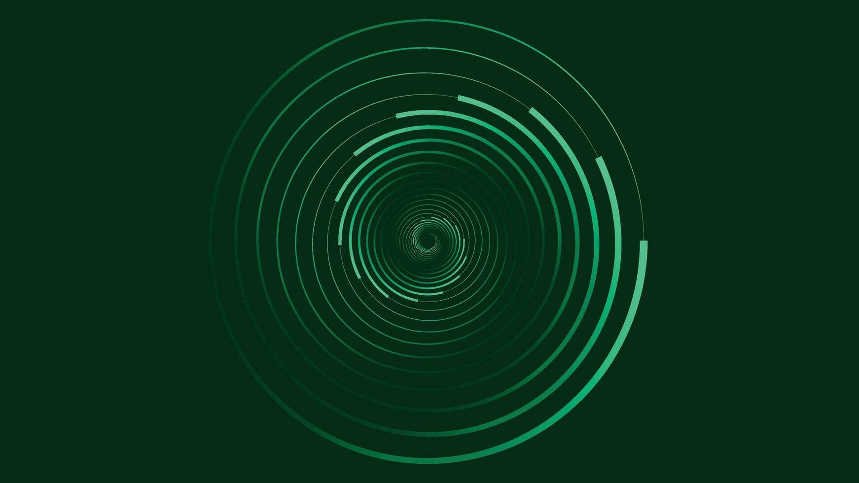 Abstarct vortex round spiral dotted background in dark green. vector