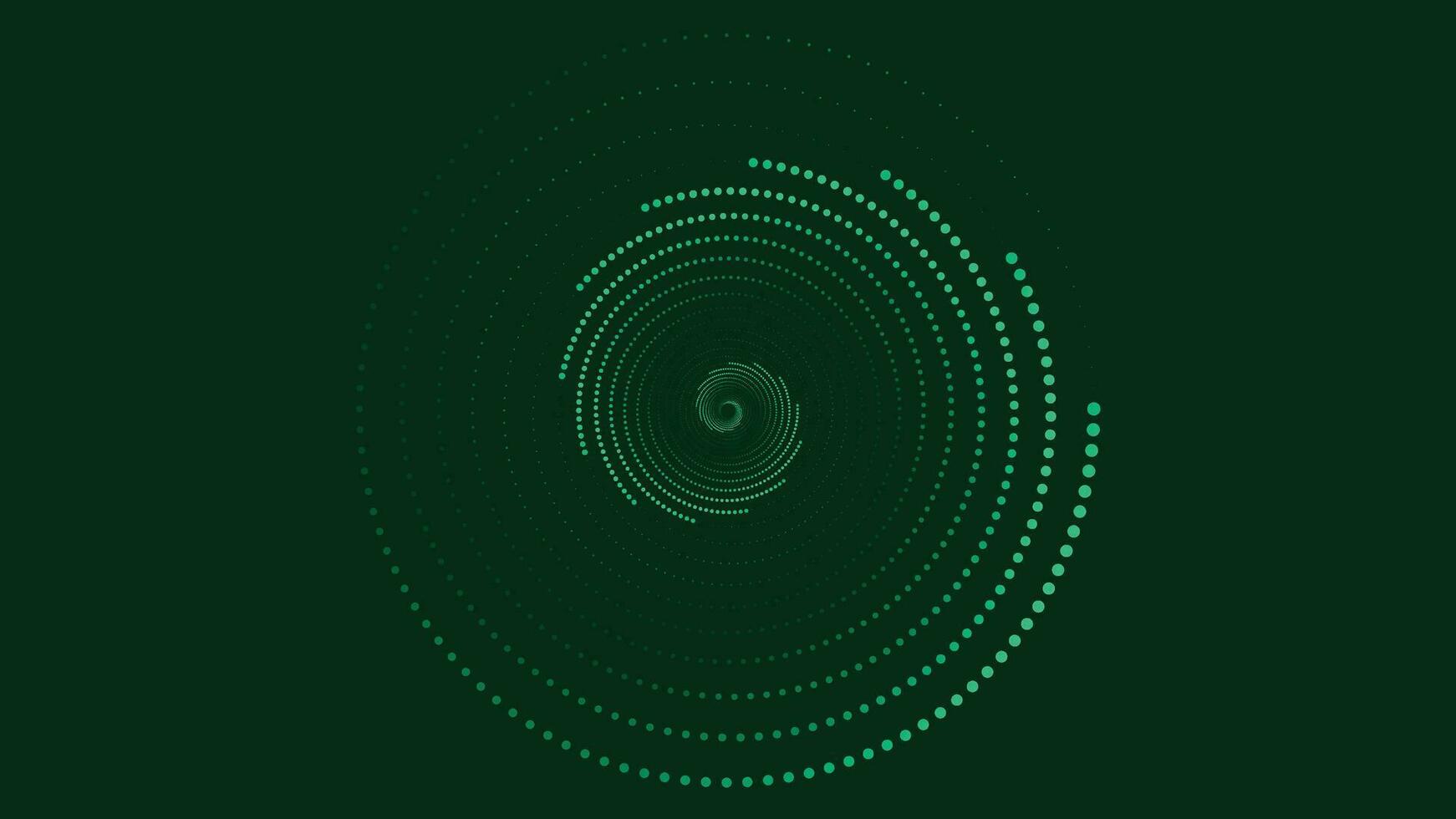 Abstarct vortex round spiral dotted background in dark green. vector