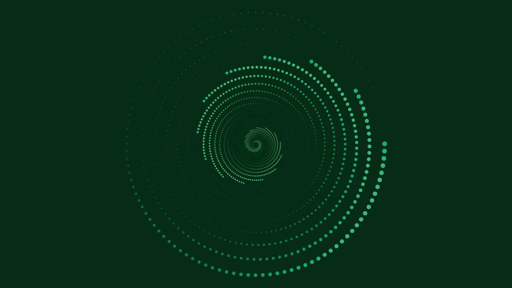 abstarct vórtice redondo espiral punteado antecedentes en oscuro verde. vector