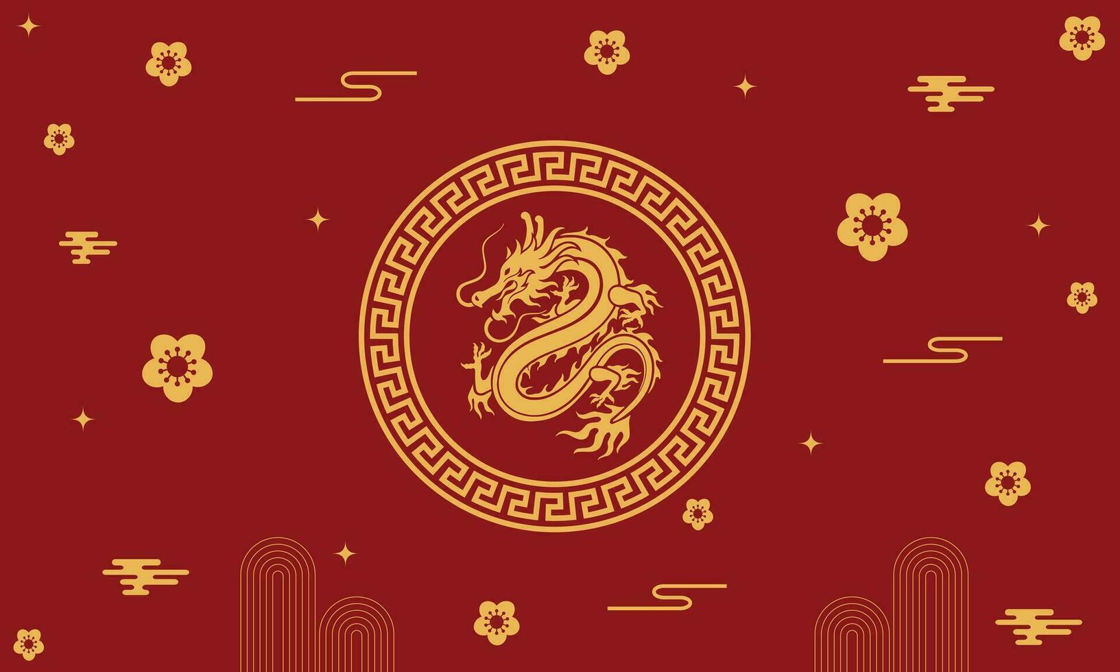 2024 Chinese new year background greeting card vector