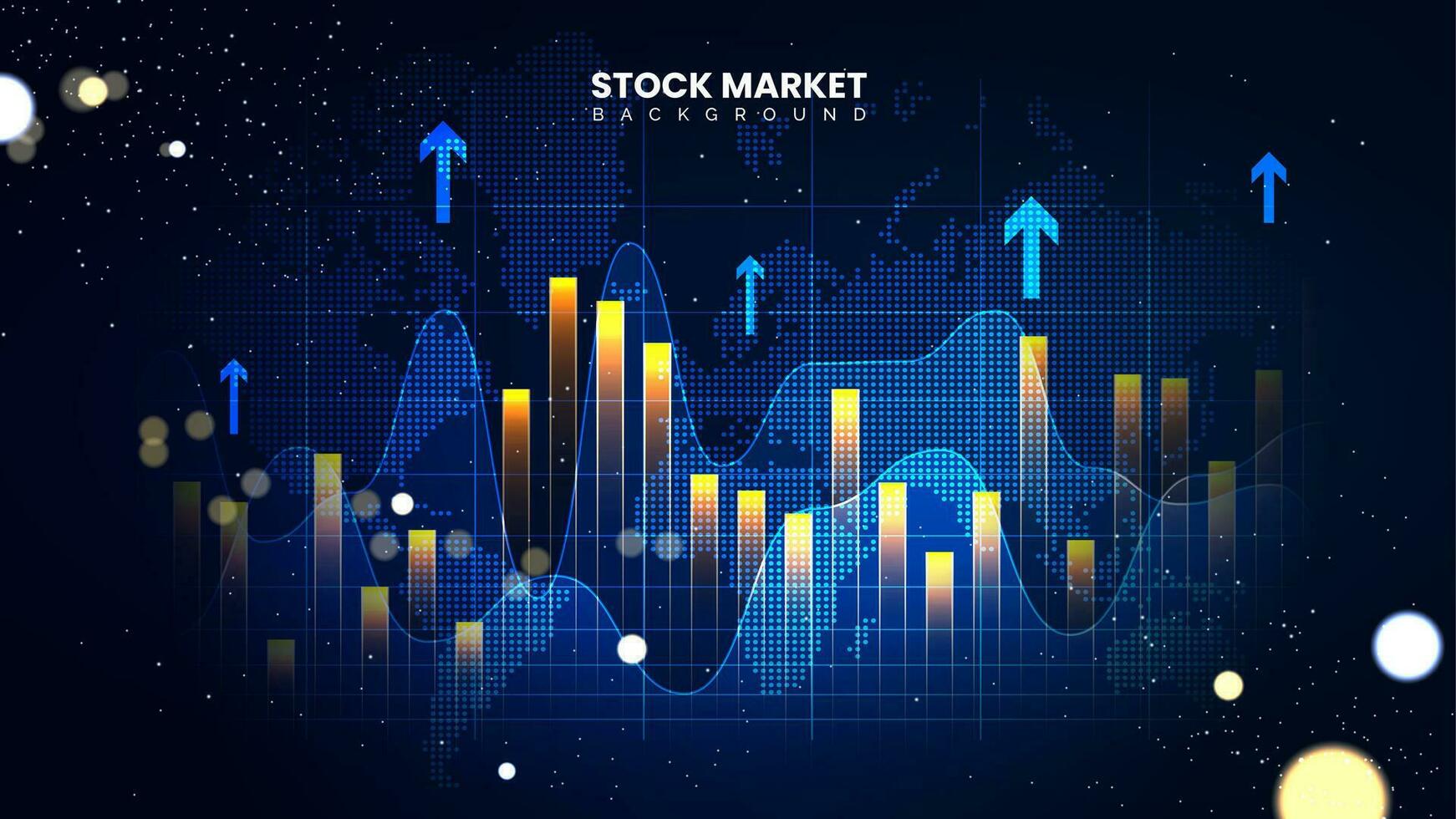 Futuristic financial trading chart with up arrows. Successful stock market statistical information and trends. Economic information growth background vector