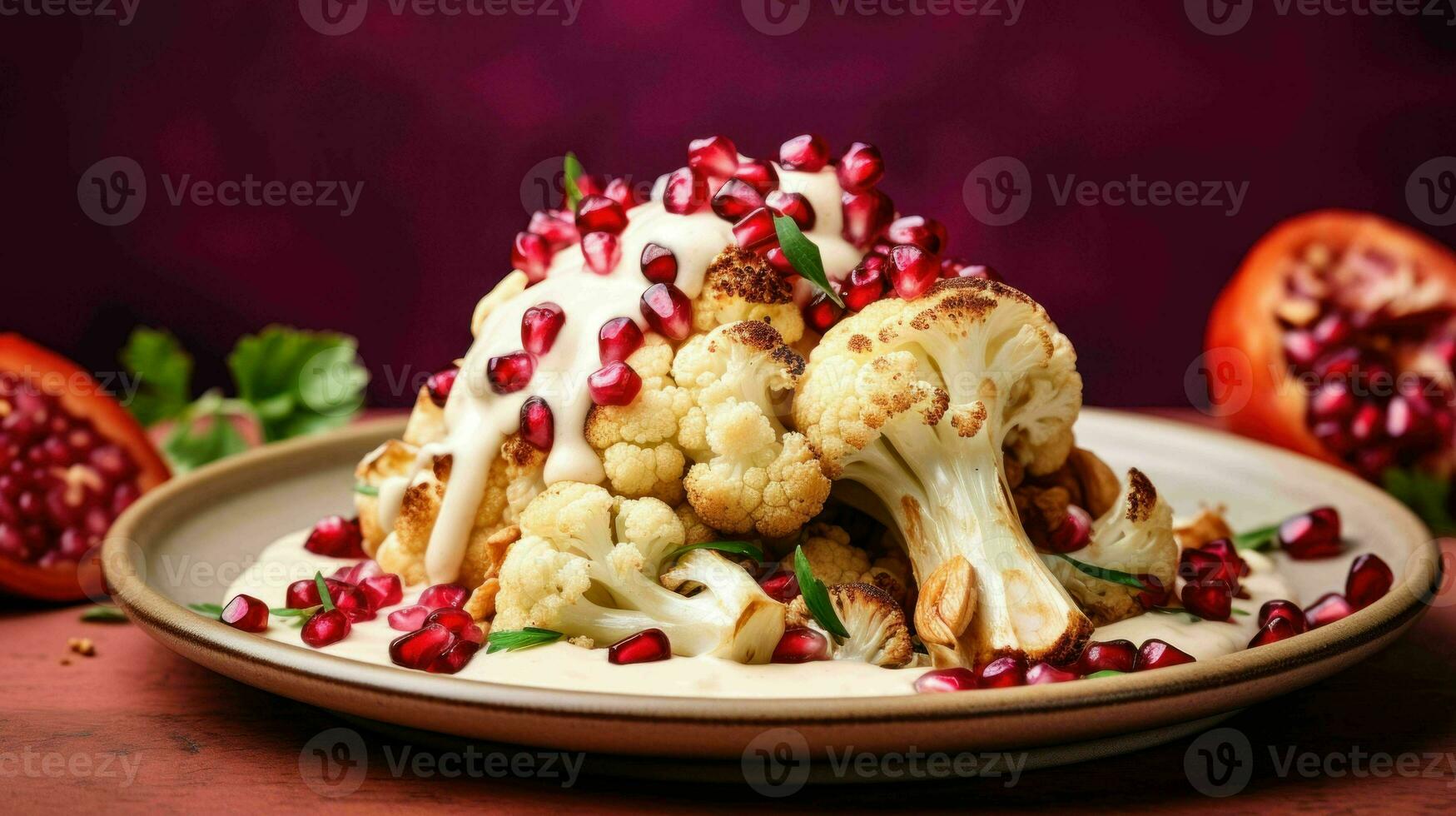 AI generated Roasted Cauliflower with Garlic Tahini Sauce and