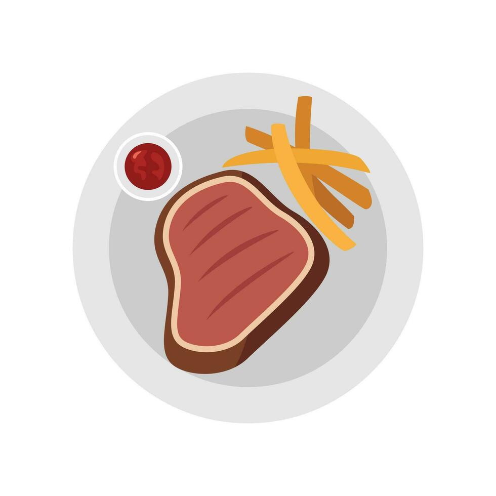 Flat Illustration of Steak Vector. Foods and Drinks Daily Illustration. vector