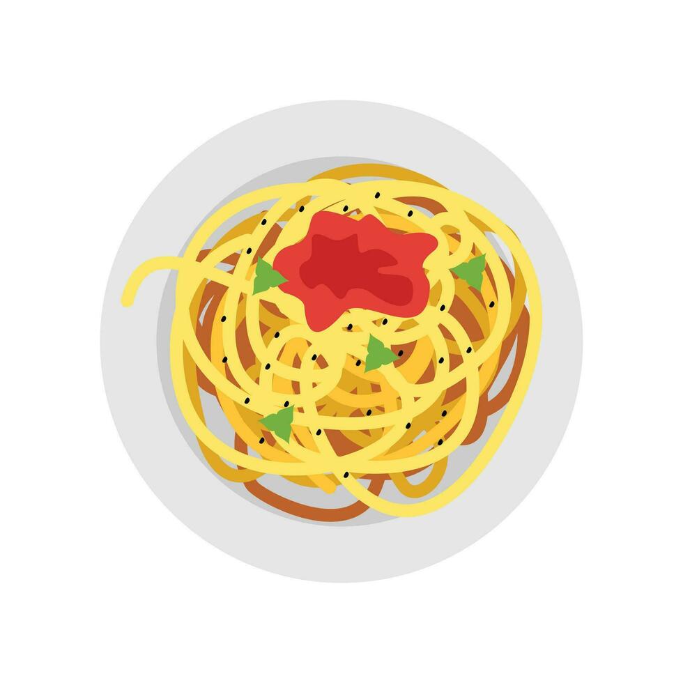 Flat Illustration of Spaghetti Vector. Foods and Drinks Daily Illustration. vector