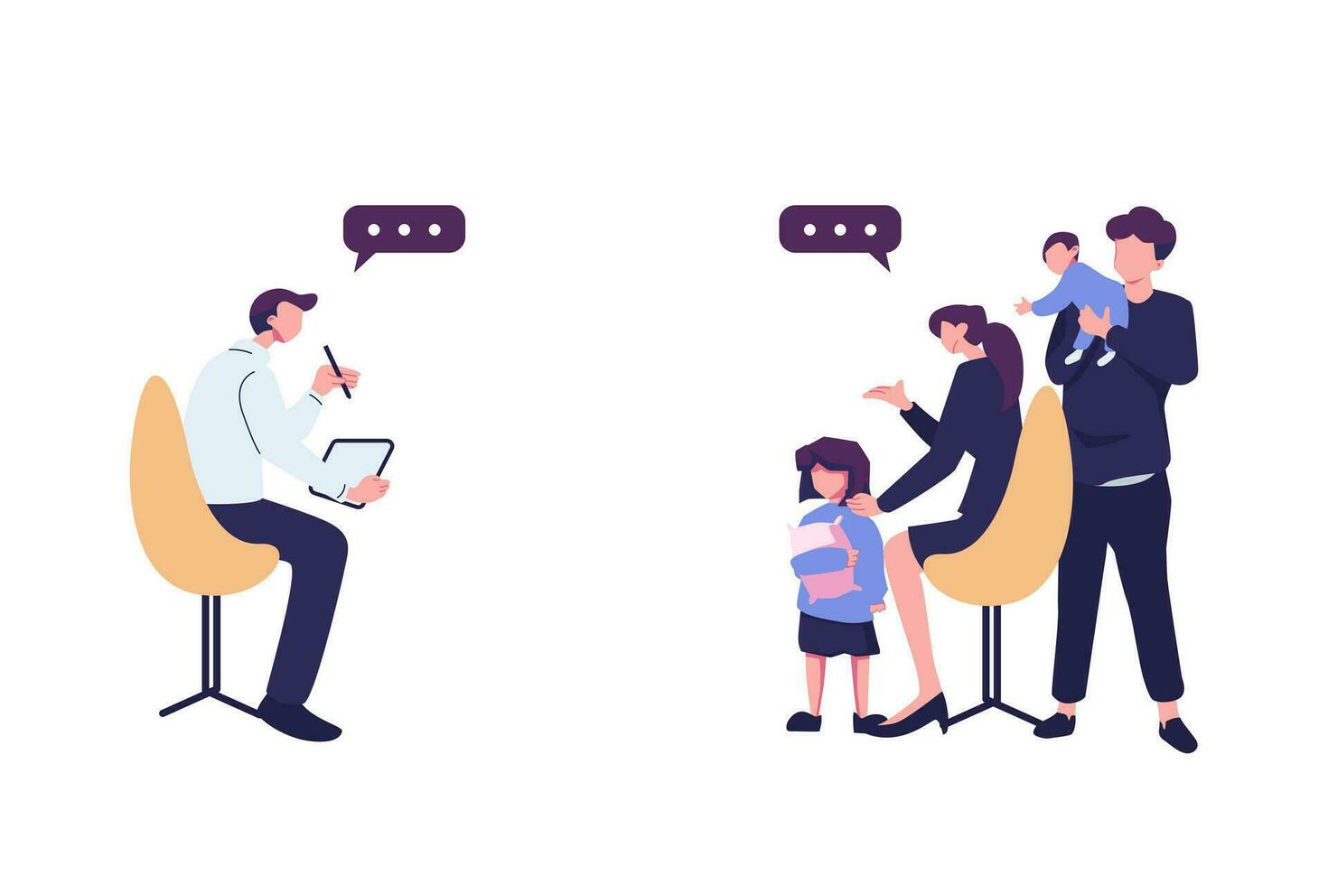 Psychotherapeutic counseling for a child flat style illustration vector design
