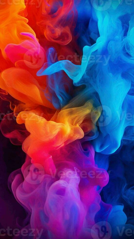 AI generated Beautiful Vivid Rainbow Color Liquid Smoke photo