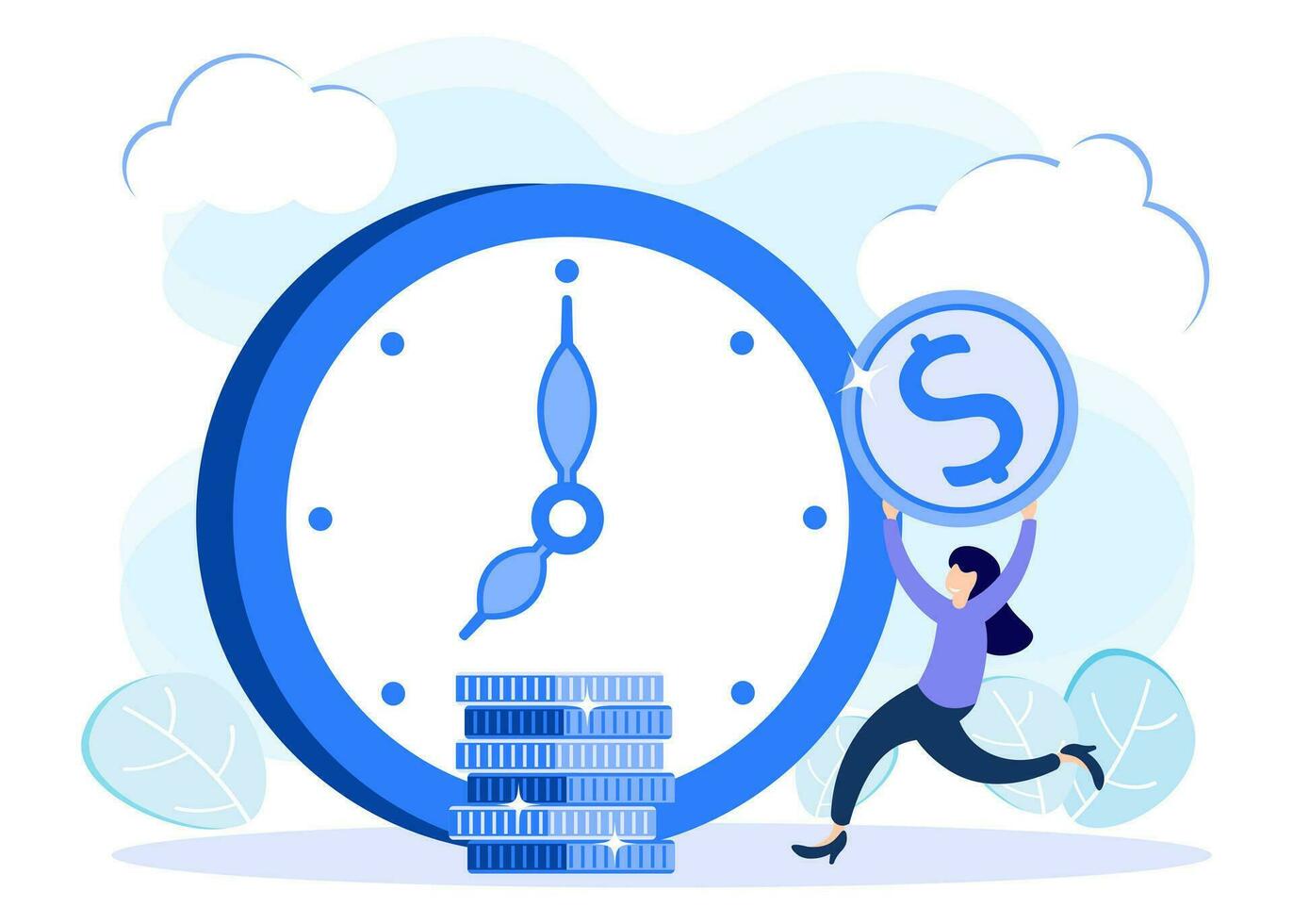 Illustration vector graphic cartoon character of time is money