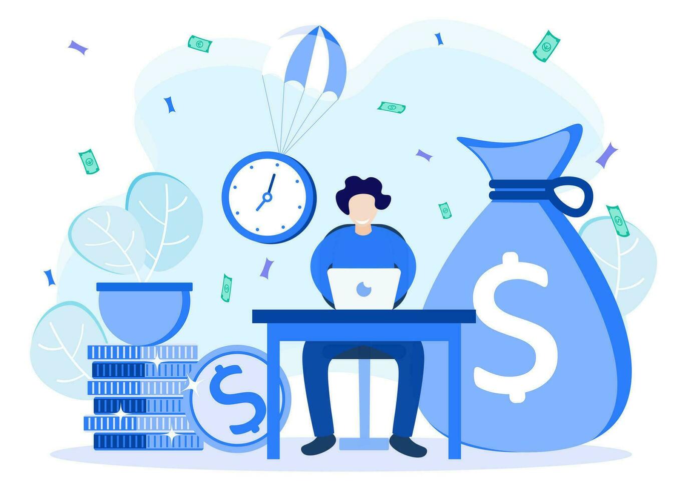 Illustration vector graphic cartoon character of time is money