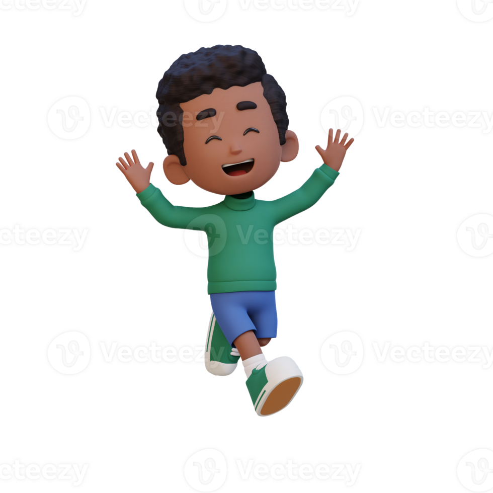 3d linda chico en saltando actitud png