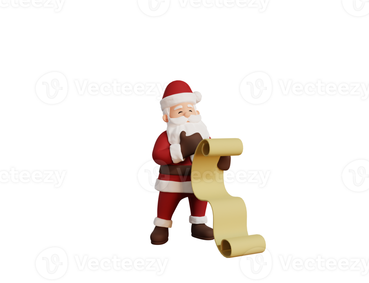 3d render christmas concept illustration santa character holding paper list png