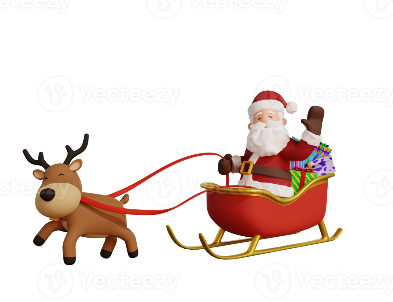 3d santa character delivering gift png