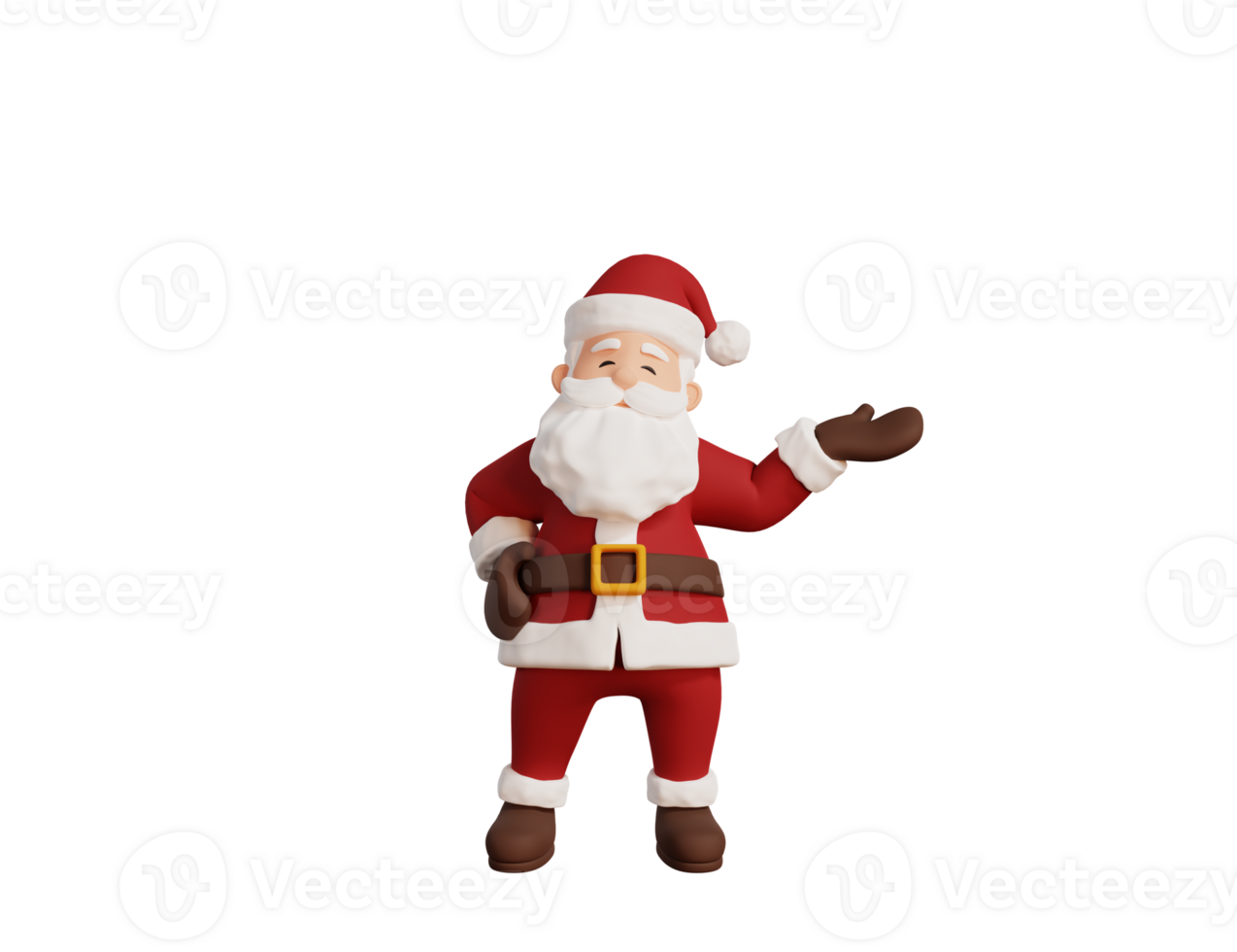 3d santa personagem apresentando para a esquerda pose png