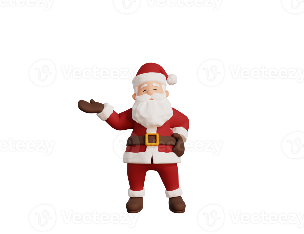 3d santa character presenting to the right pose png